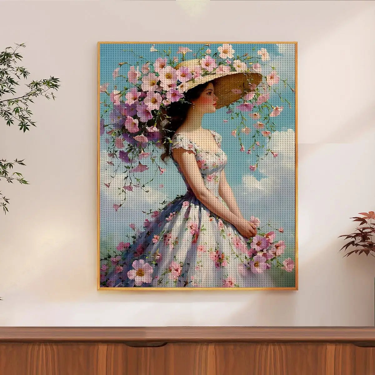Floral Hat Lady Cross Stitch Kit 🌸👒🧵