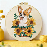 Sunflower Corgi Embroidery Kit