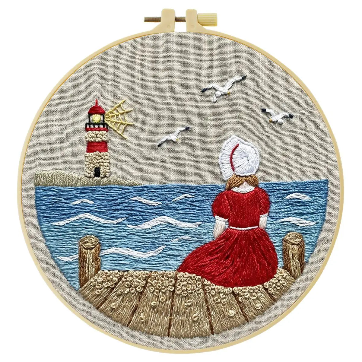 Seaside Lighthouse Daydream Embroidery Kit 🌊⚓❤️