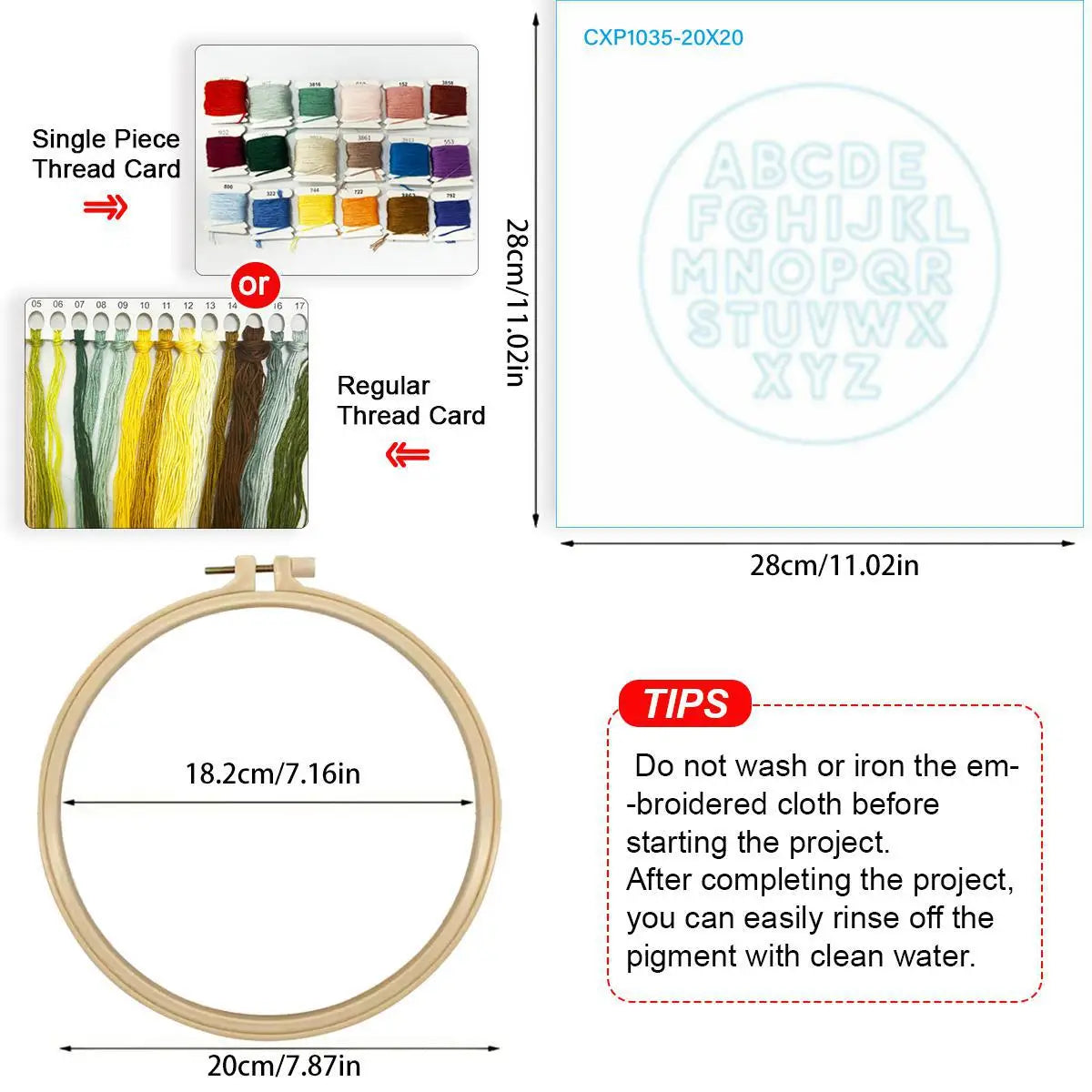 Alphabet Learning Embroidery Kit – Colorful ABC DIY Hand Embroidery Hoop Art Set