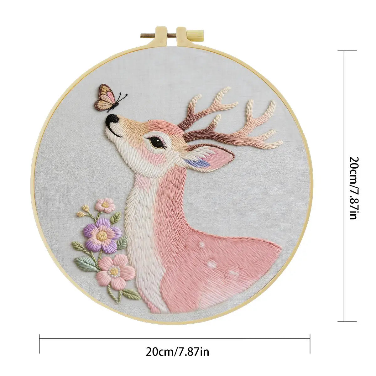 Pink Deer & Butterfly Embroidery Kit