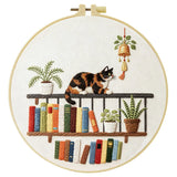 Book Nook Cat Embroidery Kit