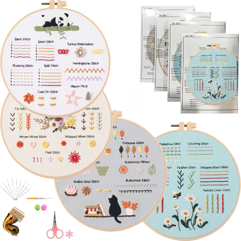 3/4pcs Beginner Embroidery Starter Kit