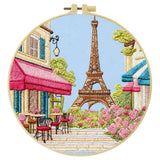 Paris Eiffel Tower Punch Needle Wall Art – Handmade Embroidery Hoop Decor for Nursery & Cozy Rooms