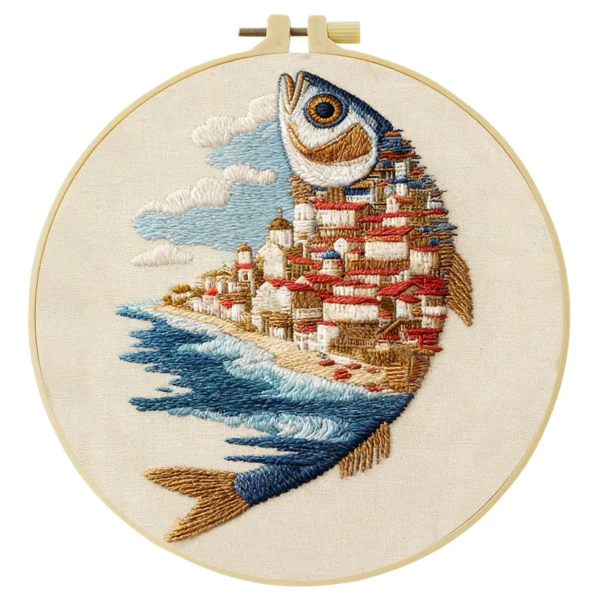 Coastal Village Fish Embroidery Kit