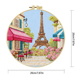 Paris Eiffel Tower Punch Needle Wall Art – Handmade Embroidery Hoop Decor for Nursery & Cozy Rooms