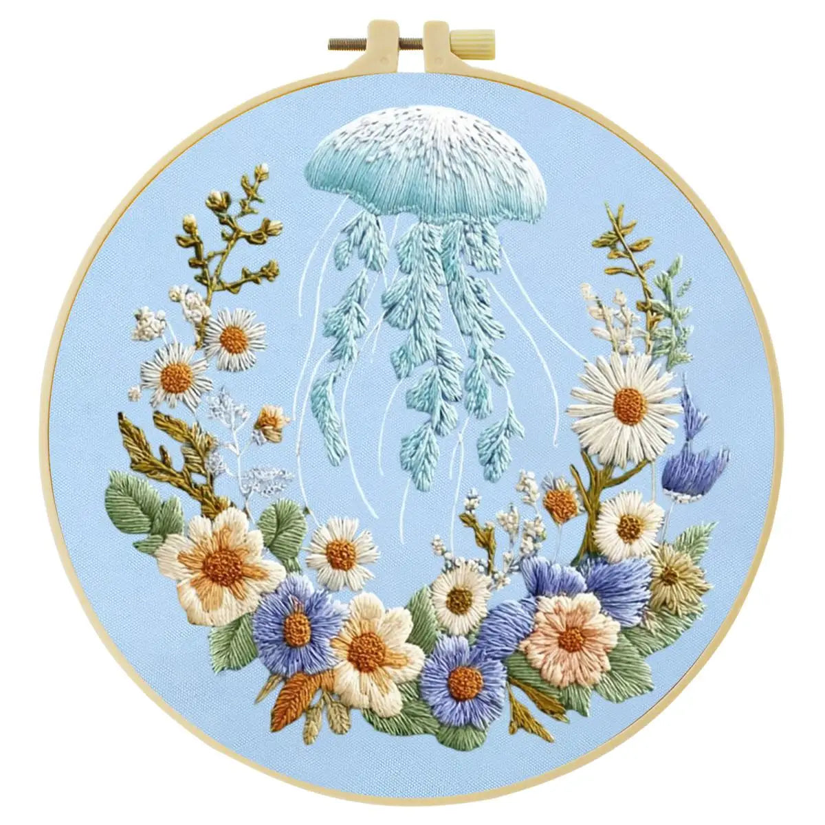 Moonlit Jellyfish Floral Embroidery Kit 🌊🪼🌼