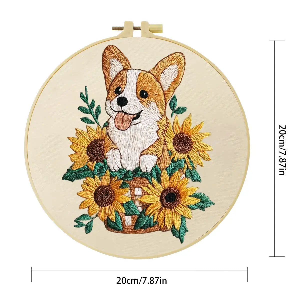 Sunflower Corgi Embroidery Kit