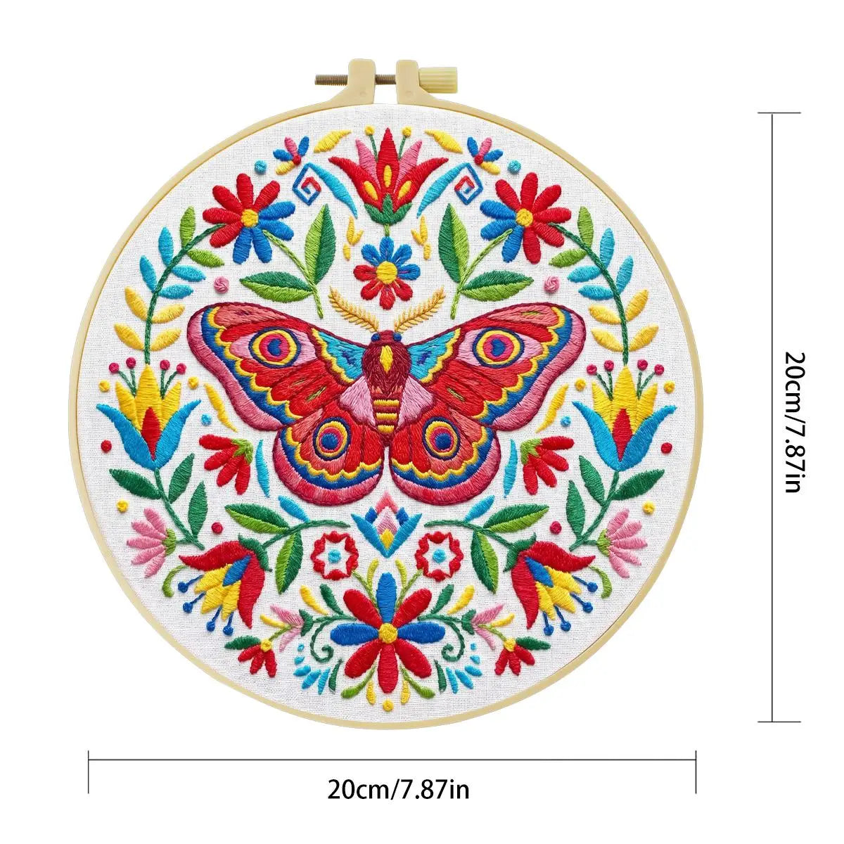 Colorful Folk Moth & Floral Embroidery Kit