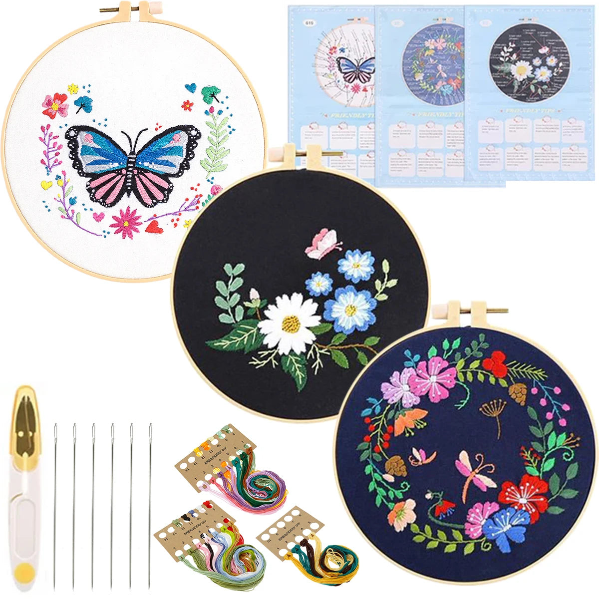 30-Stitch Beginner Embroidery Sampler Kit ⭐