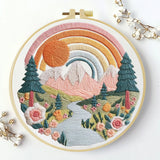 Lavender Field Embroidery DIY Kit – Beginner Floral Stitching Kit with Hoop & Pattern