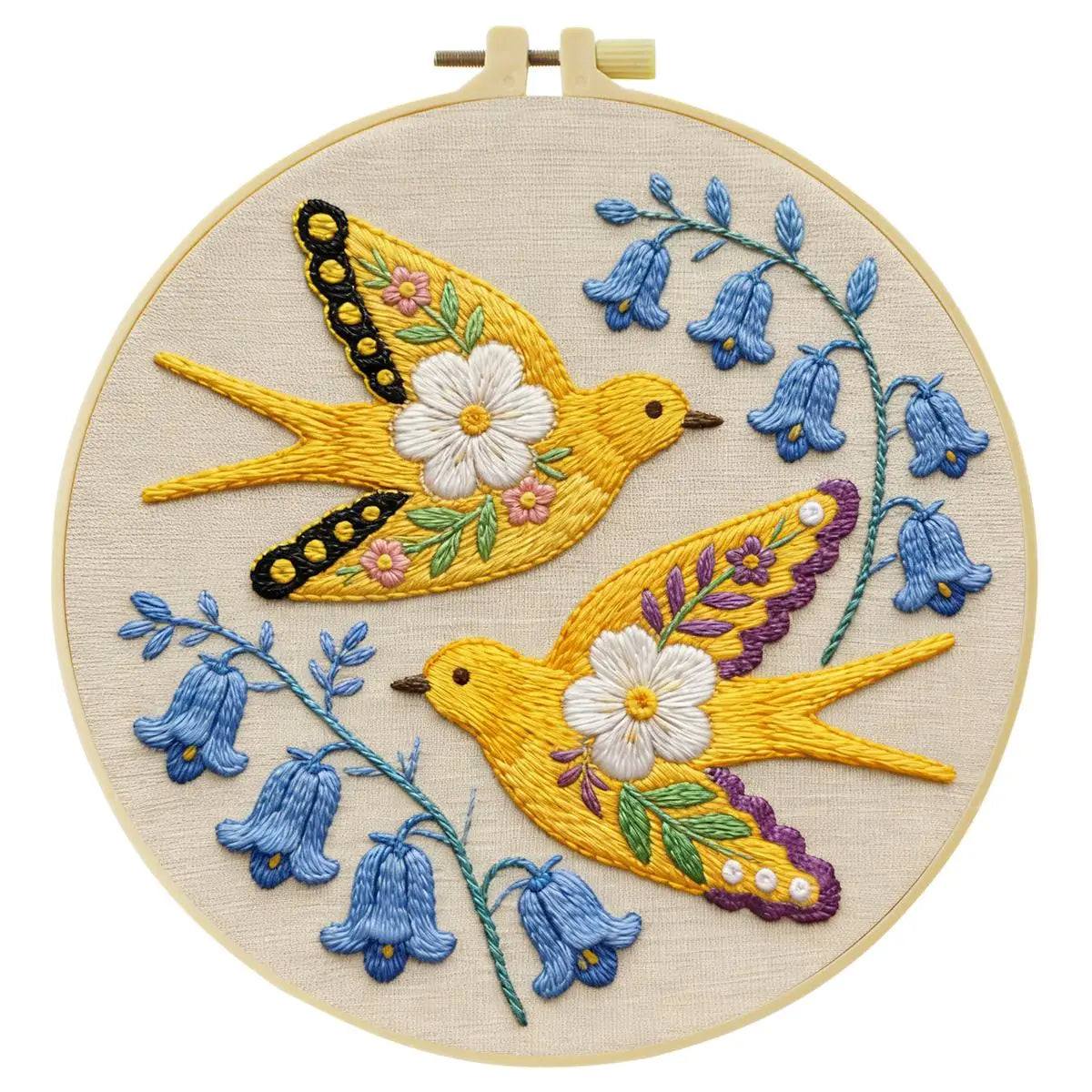 Floral Swallows Embroidery Kit 🕊️🌸