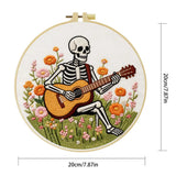 Skeleton Guitarist Embroidery Kit – Floral Music & Wildflower Design