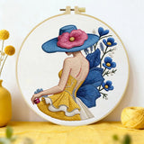 Blue Hat Lady Embroidery Kit