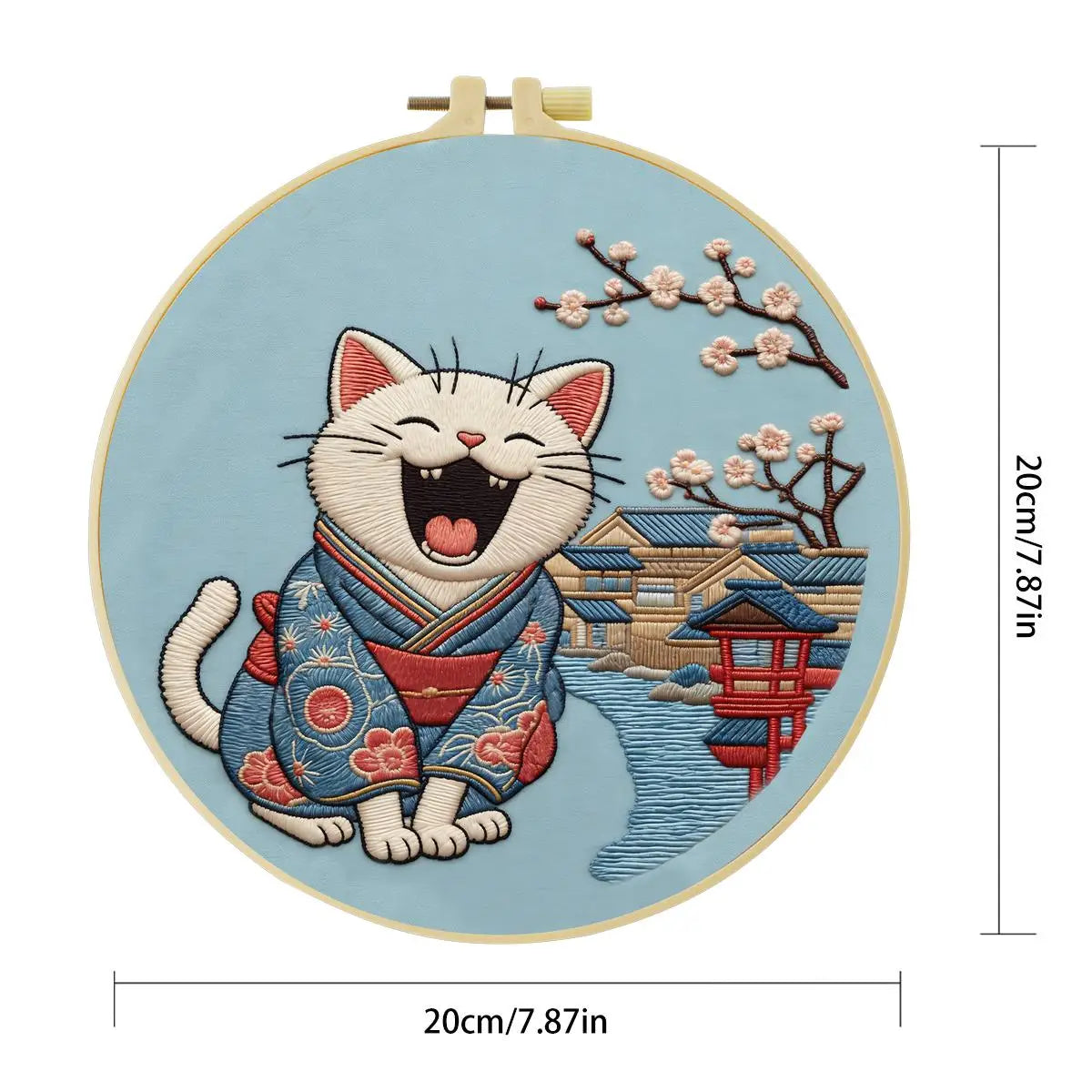 Smiling Kimono Cat Embroidery Kit