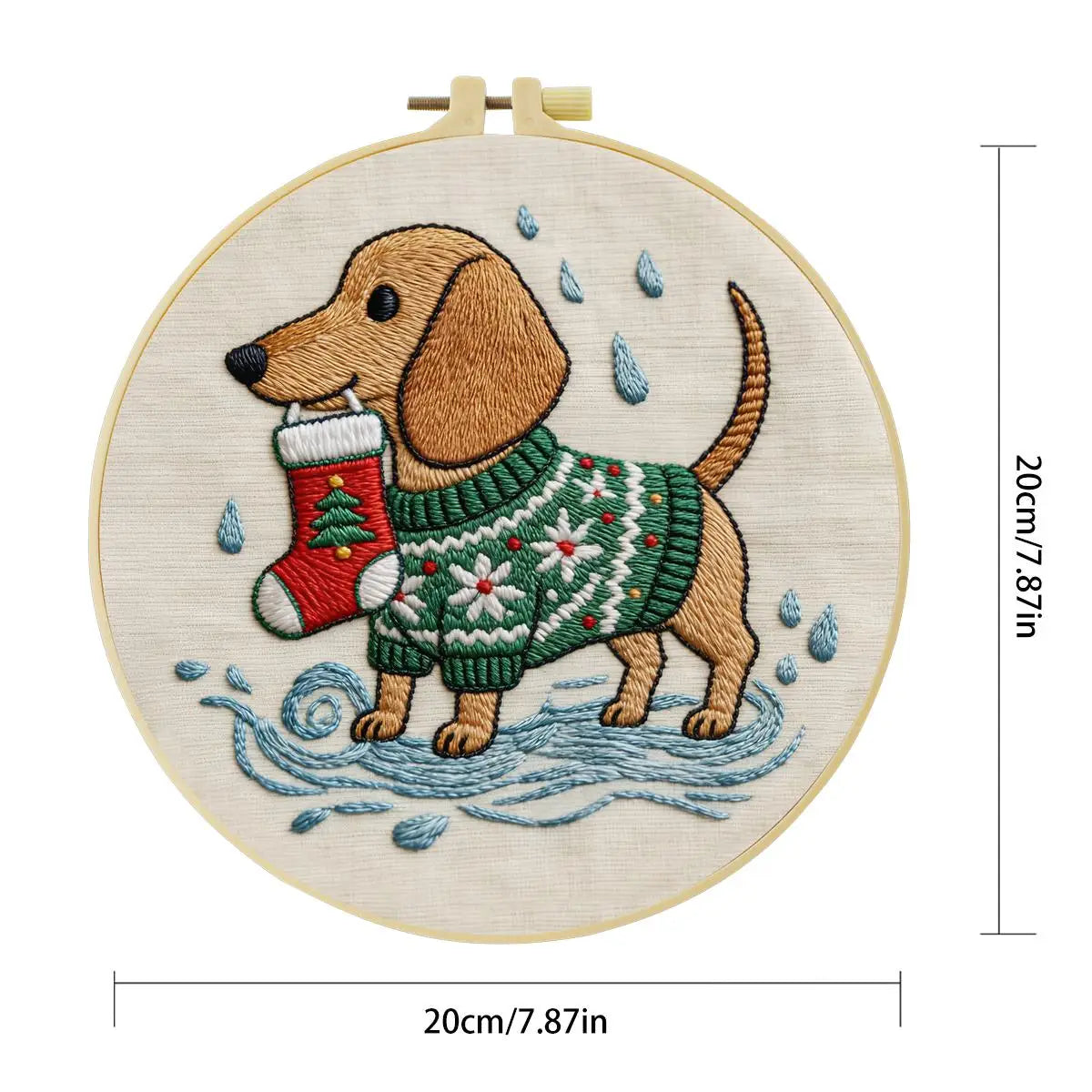 Christmas Dachshund Embroidery Kit