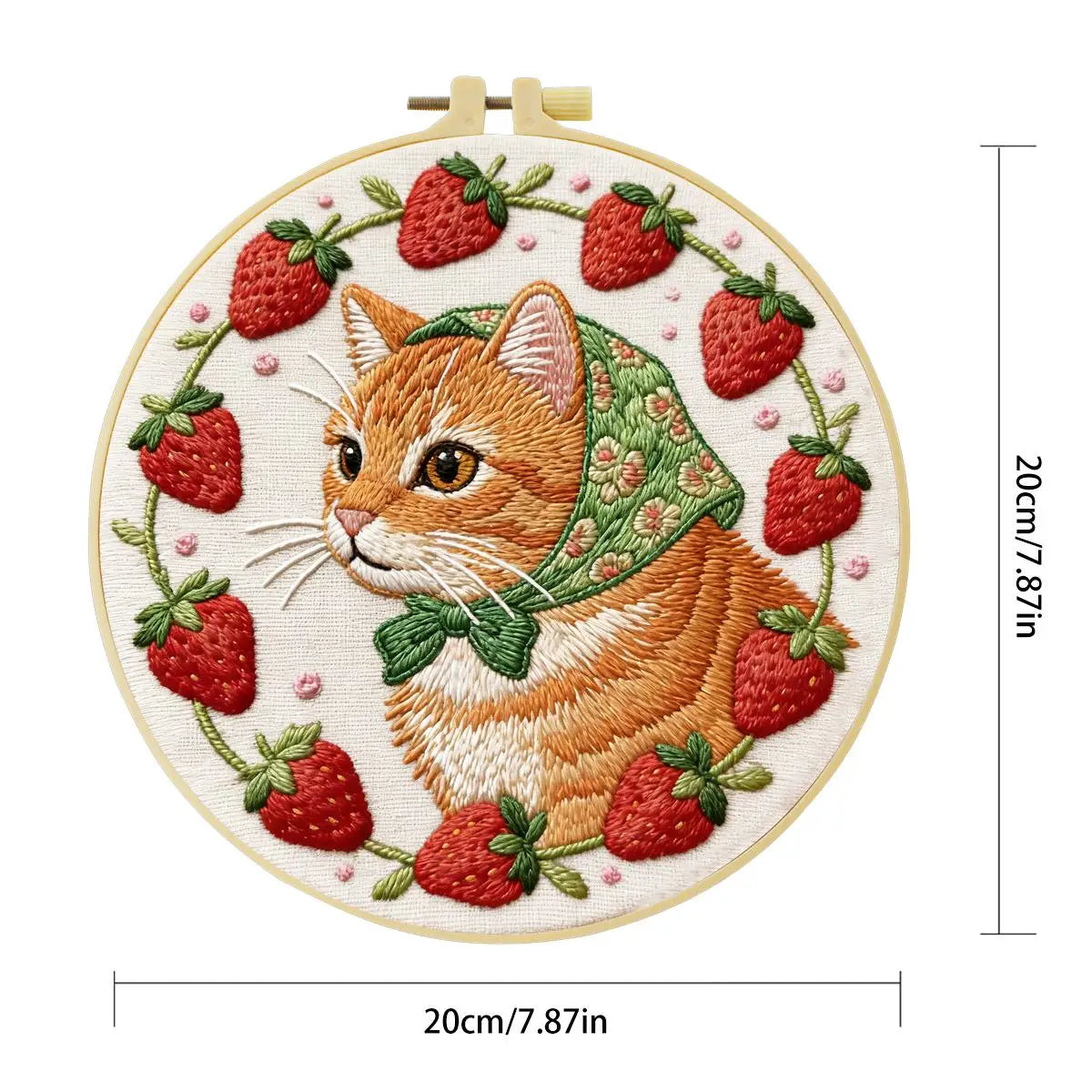 Strawberry Cat Embroidery Kit