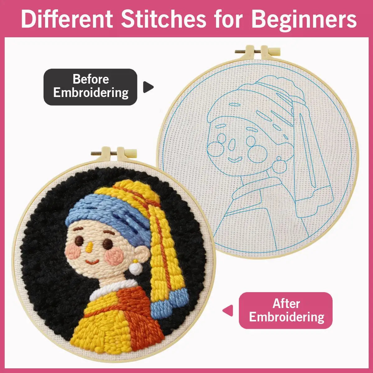 20X20CM/7.87inch Girl punch needle embroidery set kit Stitch Embroidery Knitted embroidery DIY handmade gift Craft Painting