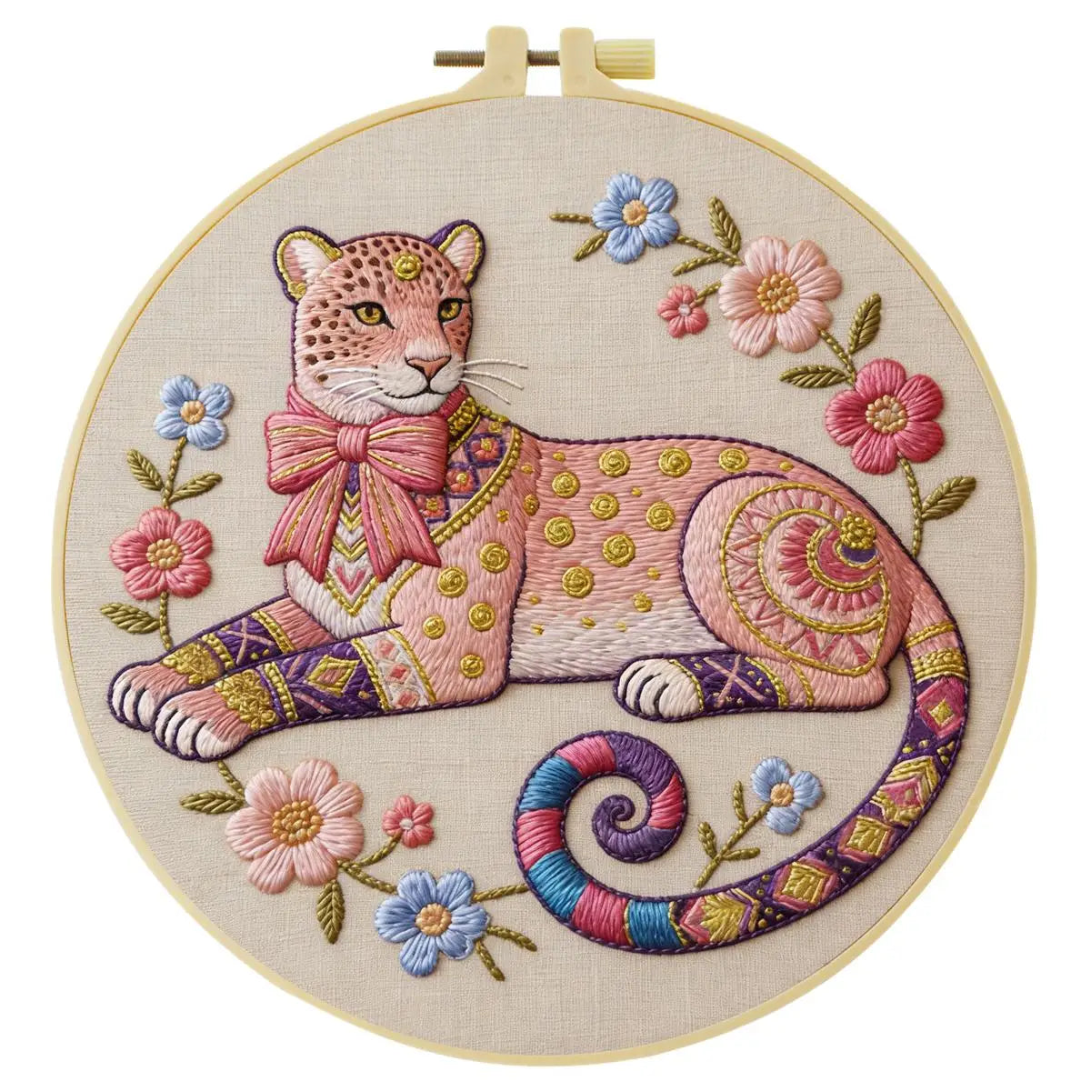 Blush Leopard Embroidery Kit