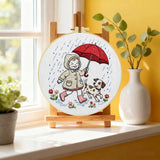 Rainy Day Puppy Walk Embroidery Kit ☔🐶❤