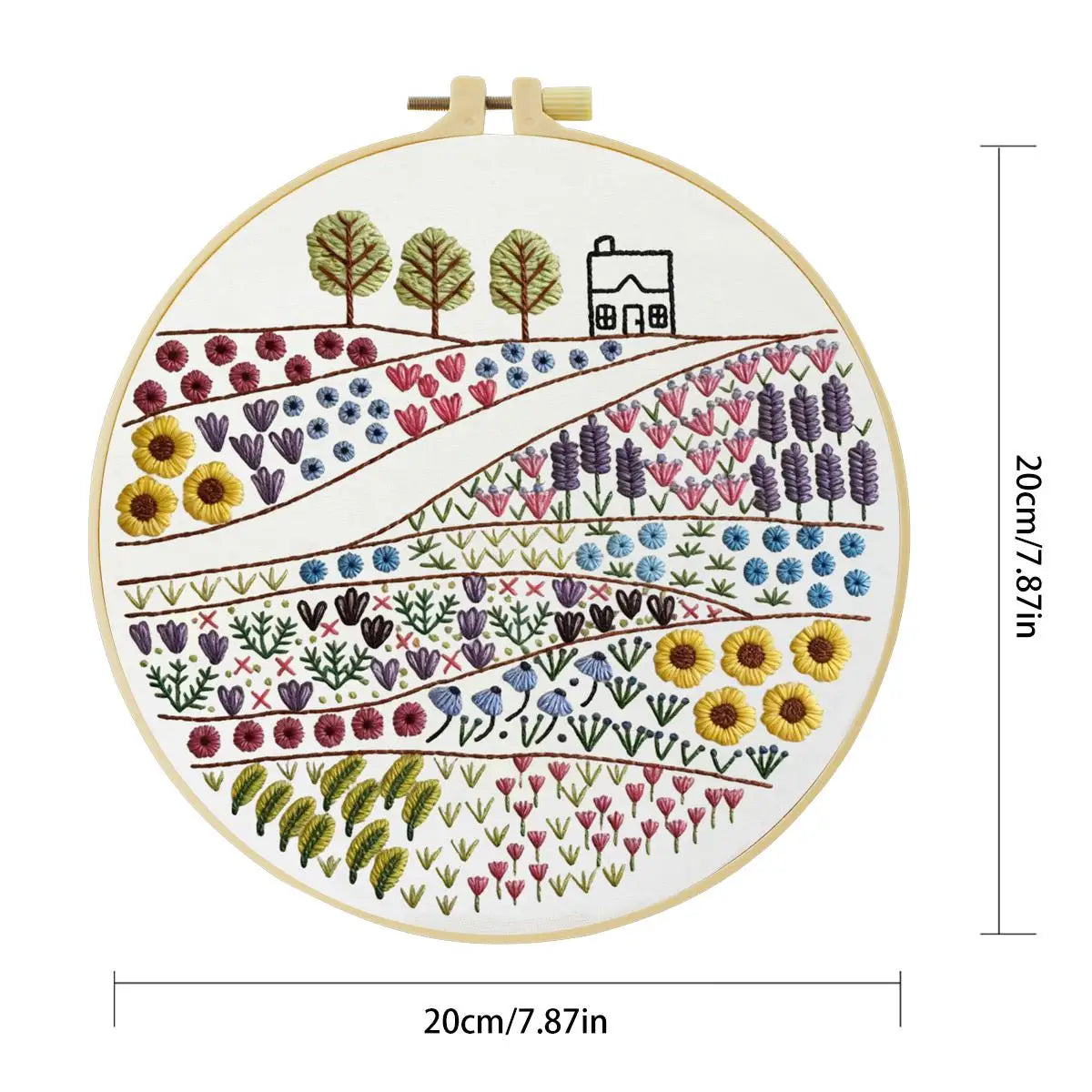 Wildflower Meadow Embroidery Kit – Countryside Floral DIY Hand Embroidery Hoop Art Set