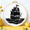 Black Pirate Ship Embroidery Kit – Skull & Crossbones Nautical Design