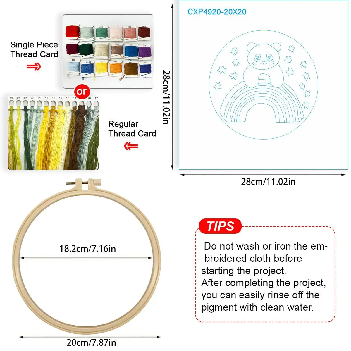 Rainbow Panda Embroidery Kit
