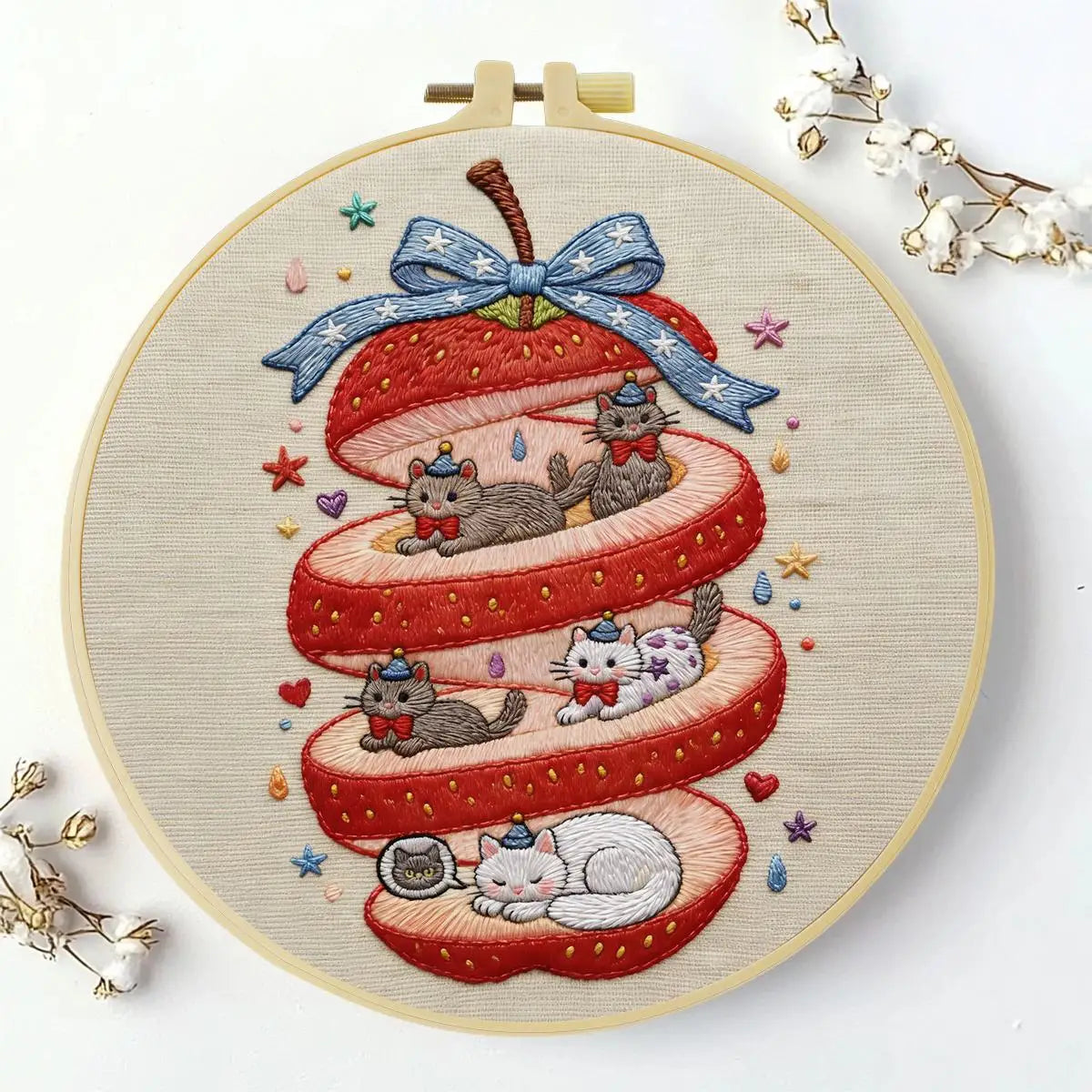 Strawberry Kitten Haven Embroidery Kit