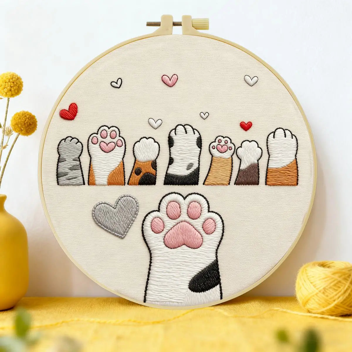 Cute Cat Paws Embroidery Kit