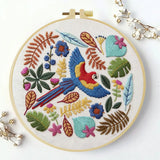 Tropical Macaw Embroidery Kit – Colorful Parrot DIY Hand Embroidery Hoop Art Set