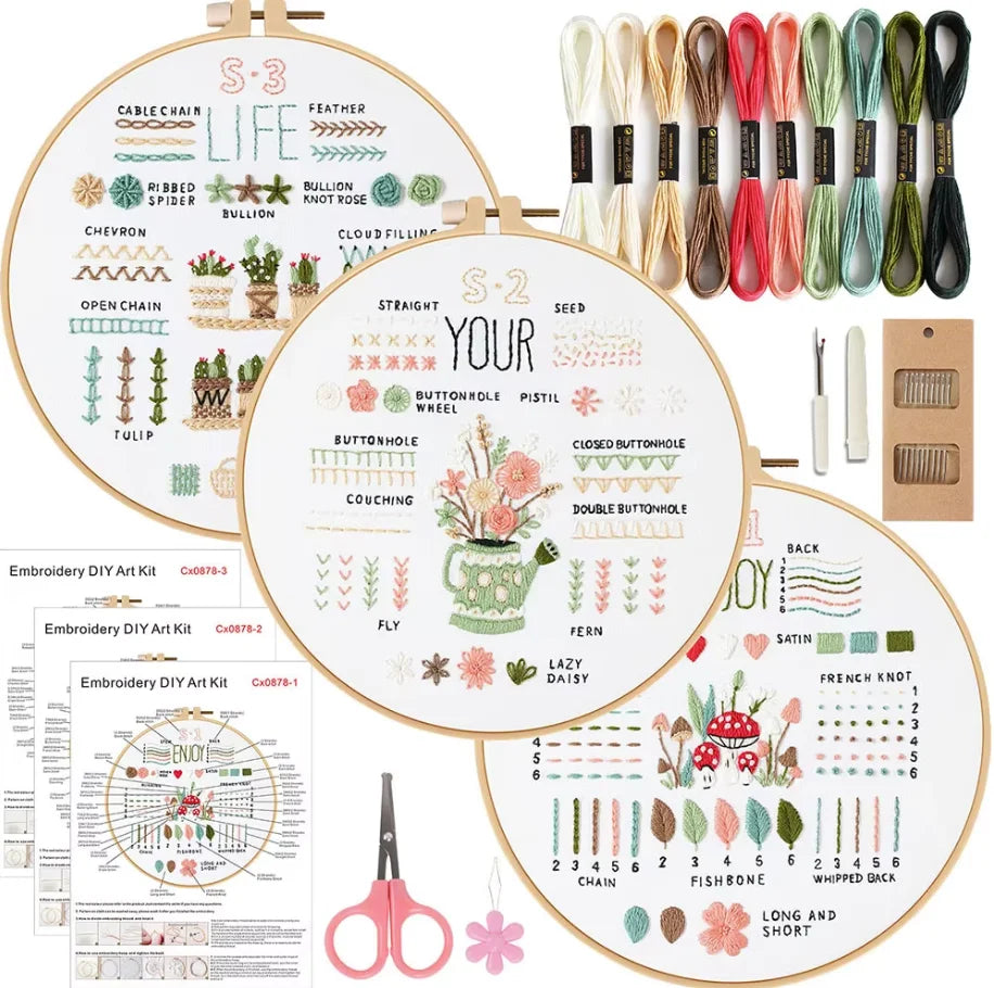 3/4pcs Beginner Embroidery Starter Kit
