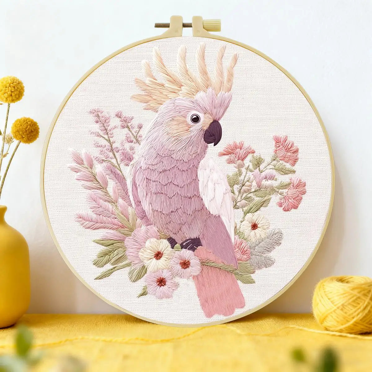 Blush Cockatoo Embroidery Kit