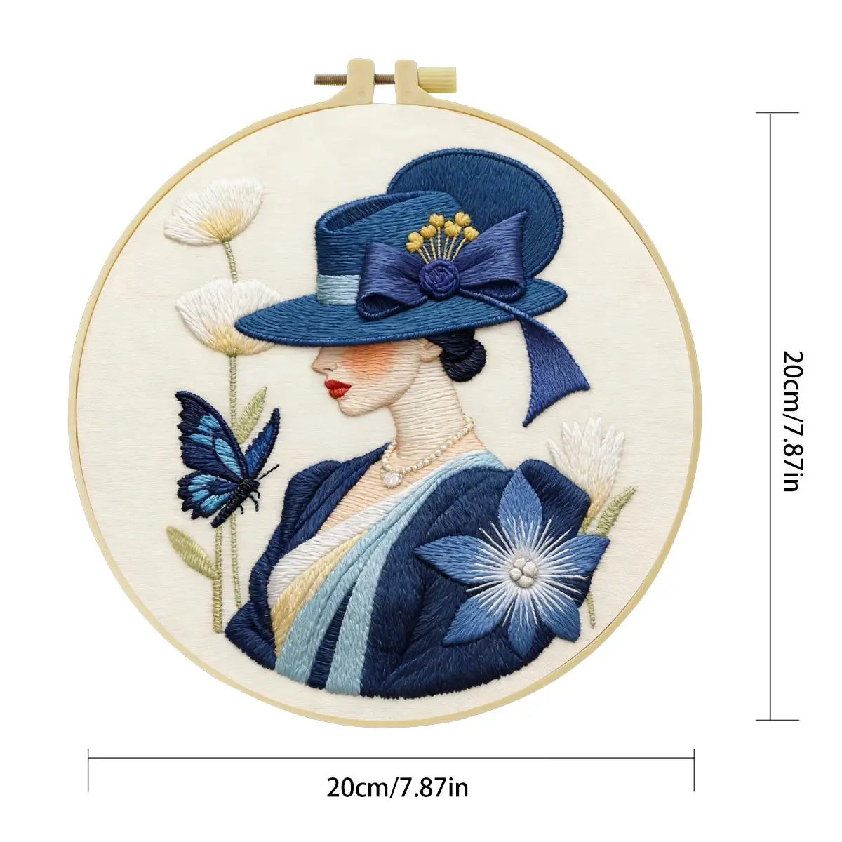 Elegant Lady in Blue Embroidery Kit