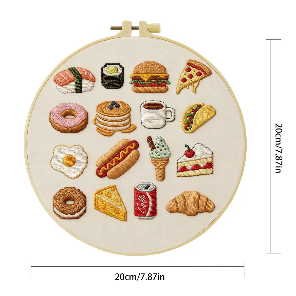 Food Lover Embroidery Kit – Cute Snacks & Treats DIY Hand Embroidery Hoop Art Set