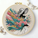 Elegant Floral Lady Embroidery Kit – Vintage Fashion DIY Hand Embroidery Set 👒🌸✨