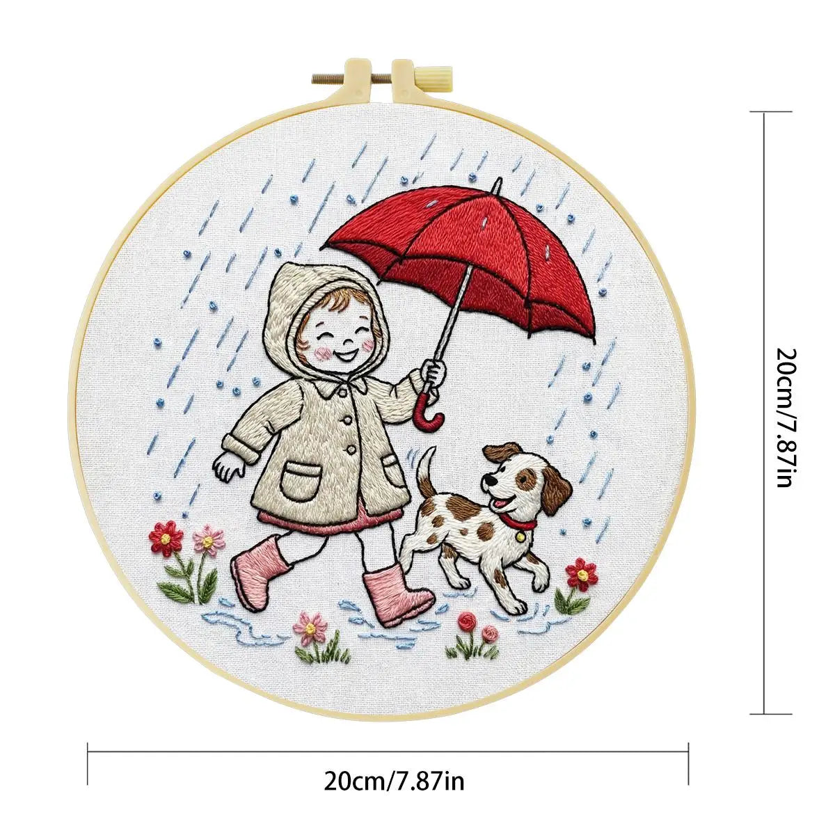 Rainy Day Puppy Walk Embroidery Kit ☔🐶❤