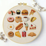 Food Lover Embroidery Kit – Cute Snacks & Treats DIY Hand Embroidery Hoop Art Set