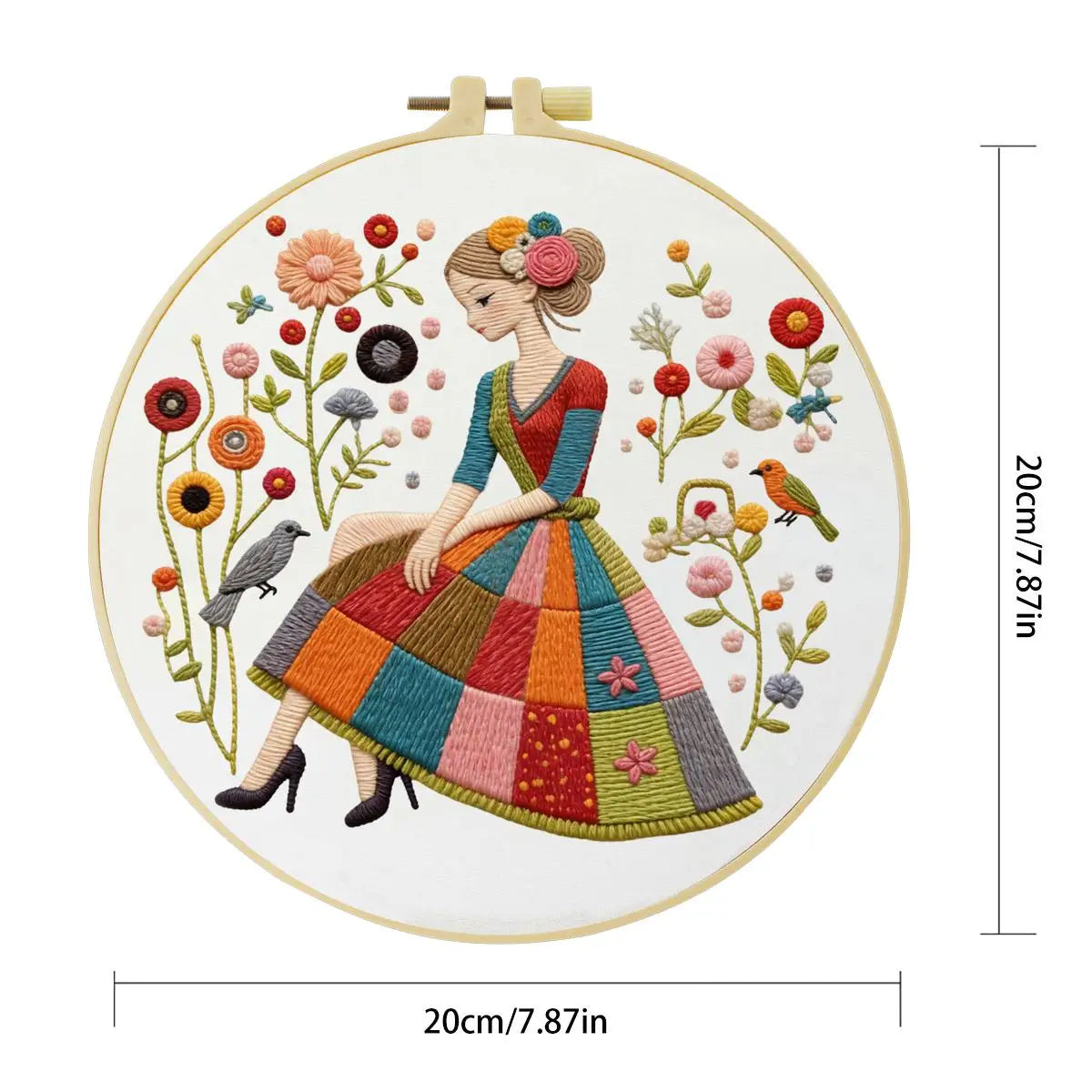Patchwork Dress Girl Embroidery Kit