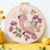 Pink Cockatoo Embroidery Kit – Floral Galah Parrot DIY Hand Embroidery Hoop Art Set