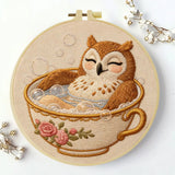 Cozy Owl Teacup Embroidery Kit