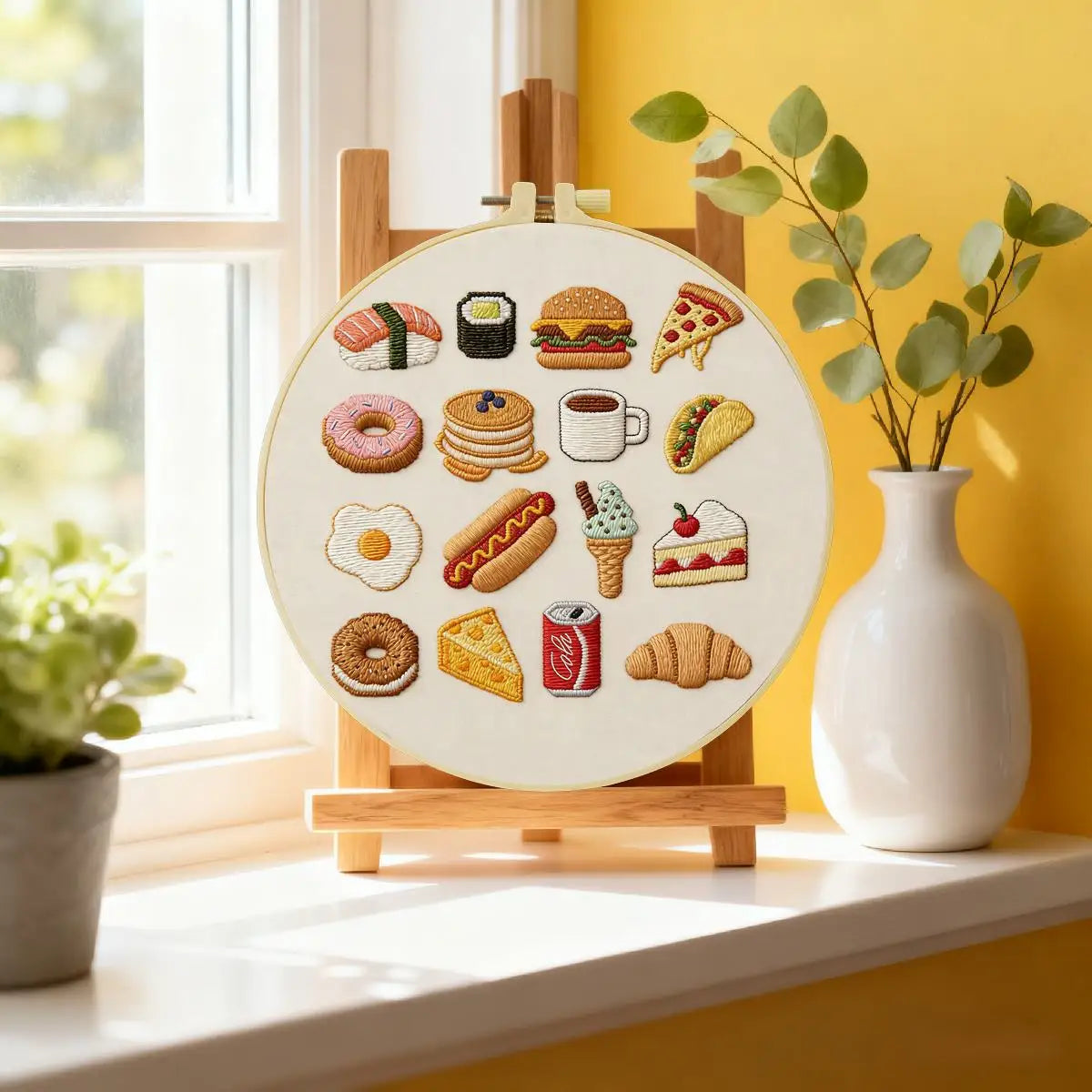 Food Lover Embroidery Kit – Cute Snacks & Treats DIY Hand Embroidery Hoop Art Set