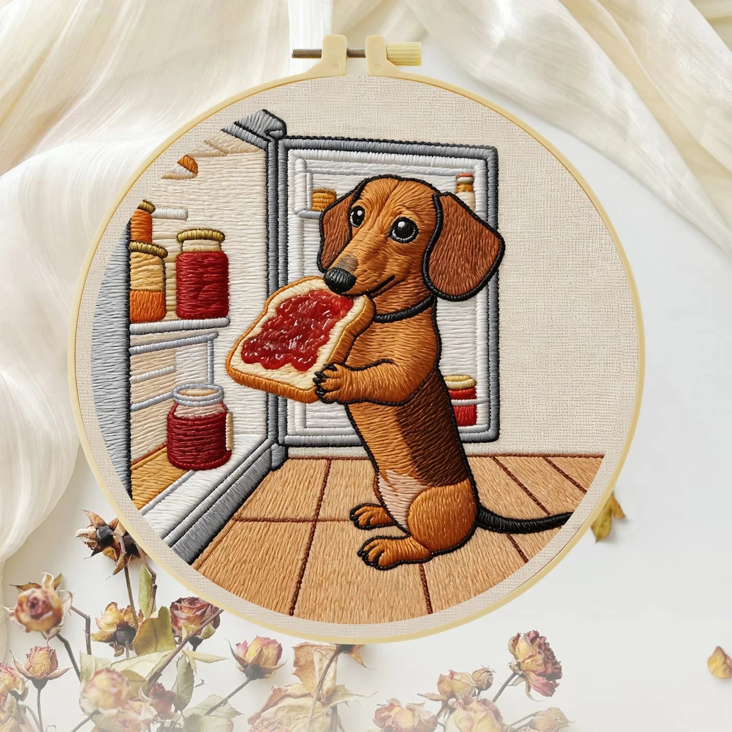 Dachshund’s Midnight Snack Embroidery Kit
