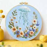 Moonlit Jellyfish Floral Embroidery Kit 🌊🪼🌼
