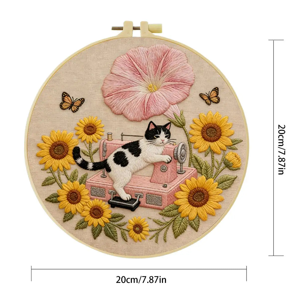 Sunflower Sewing Cat Embroidery Kit