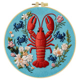 Lobster & Blue Crabs Embroidery Kit – Colorful Coastal Floral Design