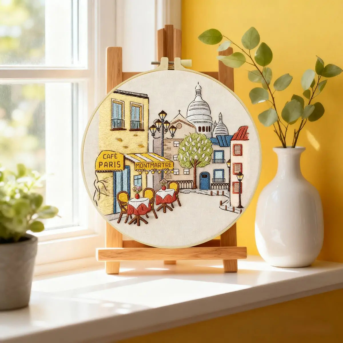 Montmartre Café Embroidery Kit – Paris Street DIY Hand Embroidery Hoop Art Set