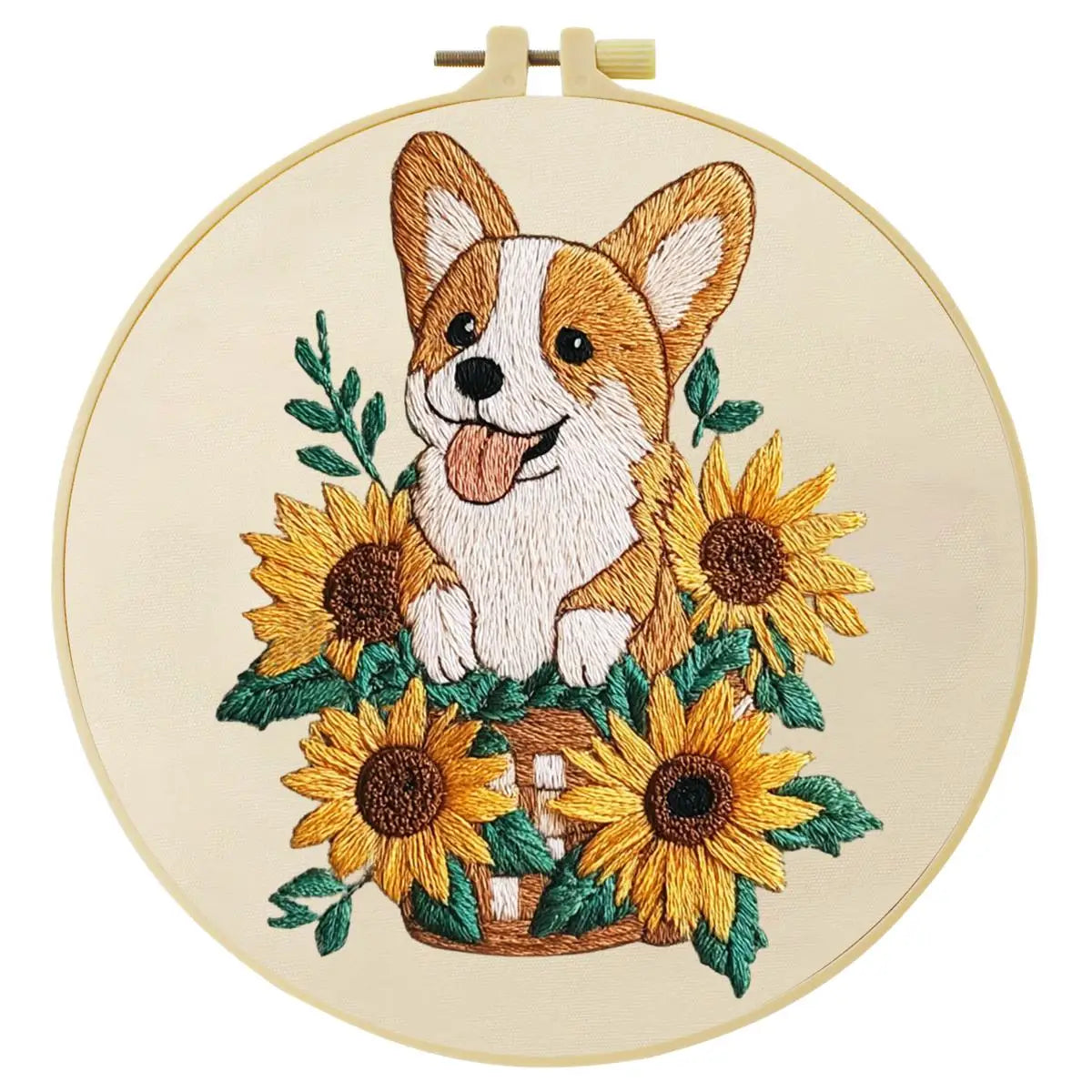 Sunflower Corgi Embroidery Kit