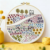 Wildflower Meadow Embroidery Kit – Countryside Floral DIY Hand Embroidery Hoop Art Set