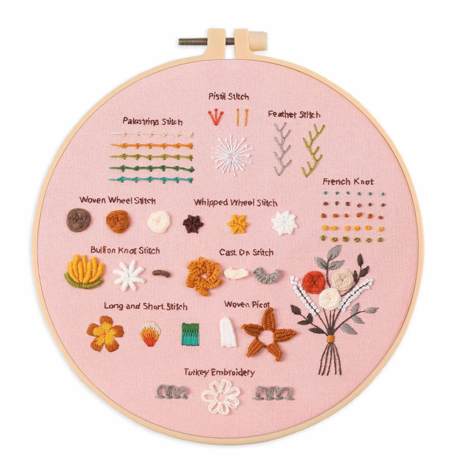 4-Piece Beginner Embroidery Stitch Learning Kit