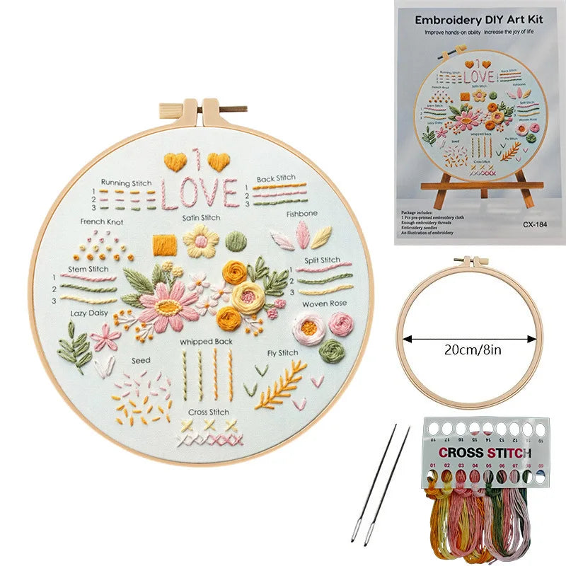 3-Piece Beginner Embroidery Stitch Learning Kit